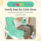 Toddler Booster Seat for Kitchen Chair, 2-in-1 Dining Table Booster Seat with Backrest & Adjustable Straps – Easy-Clean, PU Portable Toddler Eating Travel Increasing Cushion-Green