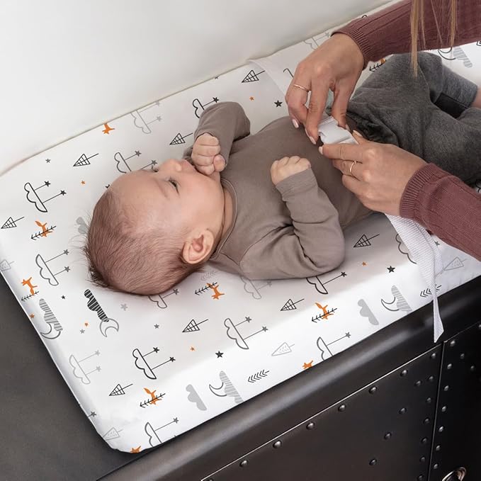 BROLEX Changing Pad Covers for Baby: Boy Girls Ultra Stretchy Soft 2 Pack Starsmoon & Balloon