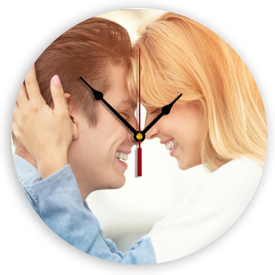 Generic Custom Clocks for Walls Personalized Picture Hanging Time Clocks Customize Gifts for Kitchen Bathroom Home Wedding Friend Family Lover, 10inch-25cm