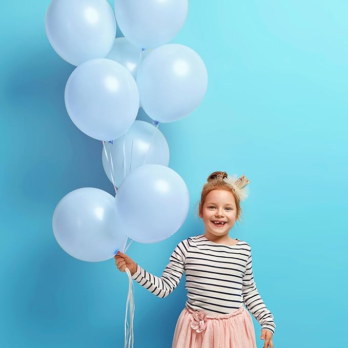 RUBFAC 129pcs Pastel Blue Balloons Different Sizes 18 12 10 5 Inch for Garland Arch, Light Blue Balloon for Birthday Baby Shower Gender Reveal Easter Wedding Party Decoration