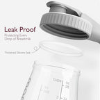 Momcozy Breast Milk Pitcher, Resistant to Heat and Cold Abrupt Temp Swings, No Leak Glass Breast Milk Fridge Storage Container with Wide Mouth, Fast Baby Formula Maker, Breastfeeding Essentials, Grey