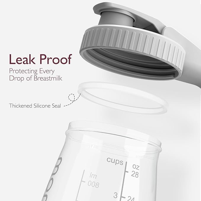 Momcozy Breast Milk Pitcher, Resistant to Heat and Cold Abrupt Temp Swings, No Leak Glass Breast Milk Fridge Storage Container with Wide Mouth, Fast Baby Formula Maker, Breastfeeding Essentials, Grey