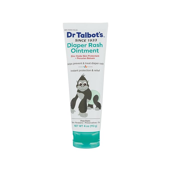 Dr. Talbot's Baby Diaper Rash Ointment - 4 oz - Zinc Oxide Skin Protectant with Peruvian Balsam - Treats and Prevents Rash