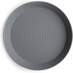 mushie Round Dinnerware Plates for Kids | Made in Denmark, Set of 2 (Smoke)
