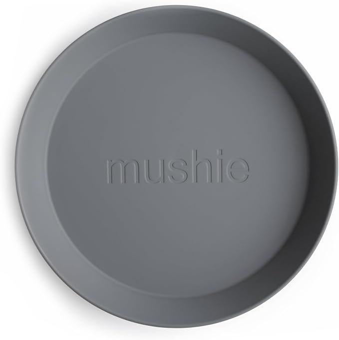 mushie Round Dinnerware Plates for Kids | Made in Denmark, Set of 2 (Smoke)