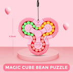Magic Cube Bean Puzzle,Rotate and Puzzle,Stress and Anxiety Relief Fidget Toys,Brain Teasers Travel Games for Kids Teens Adults,Sensory Toys for Autistic ADHD,Pop Birthday Gift(Pink)