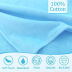 VOOVA & MOVAS Thick Baby Hooded Bath Towel - 100% Cotton,500GSM, 33x31.5 Inches,0-2Years, Super Absorbent Large Towel with Cute Elephant Ears Hood for Newborn,Toddler,Infant, Baby Blue