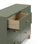 Storkcraft California 6-Drawer Double Dresser (Olive with Driftwood) - GREENGUARD Gold Certified, Interlocking Drawer System, Dresser Drawer Organizer for Kids Bedroom