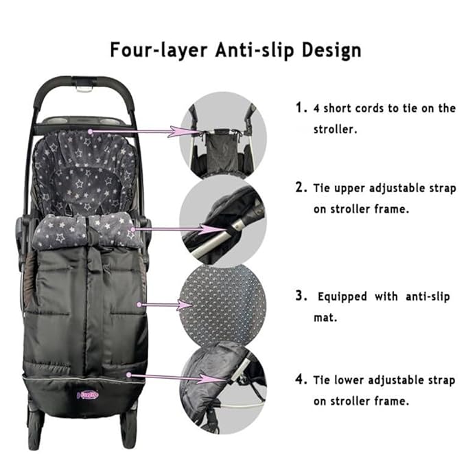 Front Height Adjustable Winter Waterproof Stroller Bunting Bag,Winter Stroller Blanket,Good for M6-48 Toddler