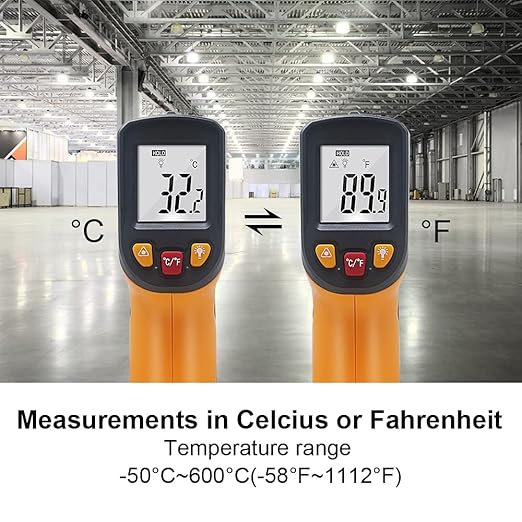 Ketotek Digital Infrared Thermometer Temperature Gun -58°F-1112 °F(-50°C - 600°C) Handheld Non Contact IR Laser Thermometer KT600Y for Cooking Meat Refrigerator Pool Pizza Oven BBQ Food