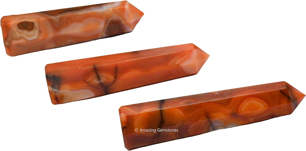 Amazing Gemstone Carnelian Crystal Towers ~ Natural Healing Crystal Point Obelisk for Reiki Healing and Crystal Grid (3 to 4 INCH)