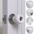 Innovative Door Knob Safety Cover for Kids (4 Pack) New Hidden Holes Covers and Lockable Design Babyproof Door knob Handle Cover - No Screwdriver or Tools Needs