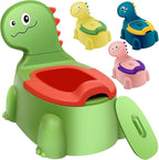 Potty Seat Baby Training Chair Boys Girls Toddler Dinosaur Comfortable children 1-5 years old Baby toilet Animal seat with lid back potty trainer (Green)