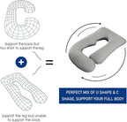 cauzyart Pregnancy Pillows for Sleeping, U Shaped Full Body Maternity Pillow with Removable Cooling Cover(Gray)