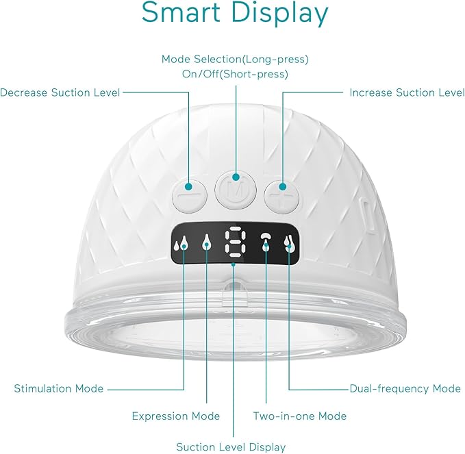Paruu P10 Hands-Free Breast Pump Wearable, 338mmHg Strong Suction, Low Noise, 4 Modes & 9 Levels, Electric Breast Pump Portable, Smart Display, 19/21/24/28mm Insert/Flange, 2 Pack (White)