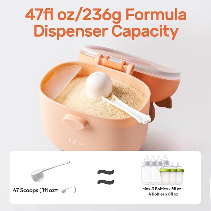 NCVI Baby Formula Dispenser On The Go, Formula Container To Go, Formula Holder for Travel, Outdoor Picnic with Baby Infant, Portable Container for Milk Powder, Snacks, Candy, Fruits (Brown Deer)