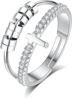 INFUSEU Funny Spinner Fidget Rings for Women Girls Anti Anxiety Stress Worry, Adjustable Size