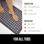 GORILLA GRIP Patented Bath Tub Shower Mat, Machine Washable Bathtub Floor Liner Mats, Suction Cups and Drain Holes to Keep Tubs Clean, Soft on Feet, Bathroom Essentials, 35x16 Inch, Charcoal Opaque