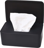 Diaper Wipes Dispenser, Tissue Storage Box Case, Wet Wipe Dispenser Holder with Lid for Home, Office, Cars (Black)