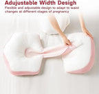 Pregnancy Pillow, Portable Maternity Pillow for Pregnant Women, Travel Wedge Pillow for Side Sleeper, Relief Body Pillow Support for Back, Belly, Waist, Removable & Adjustable Cover, Pink