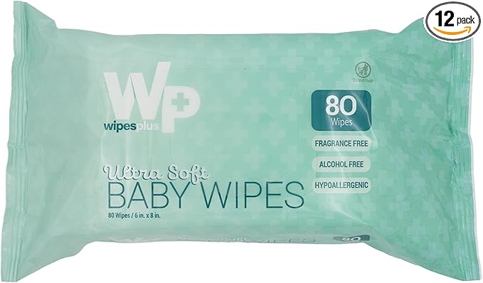Baby Wipes, Hypoallergenic Ultra Soft Wipes for Sensitive Skin, Unscented, Alcohol Free, 12 Packs of 80 Wipes