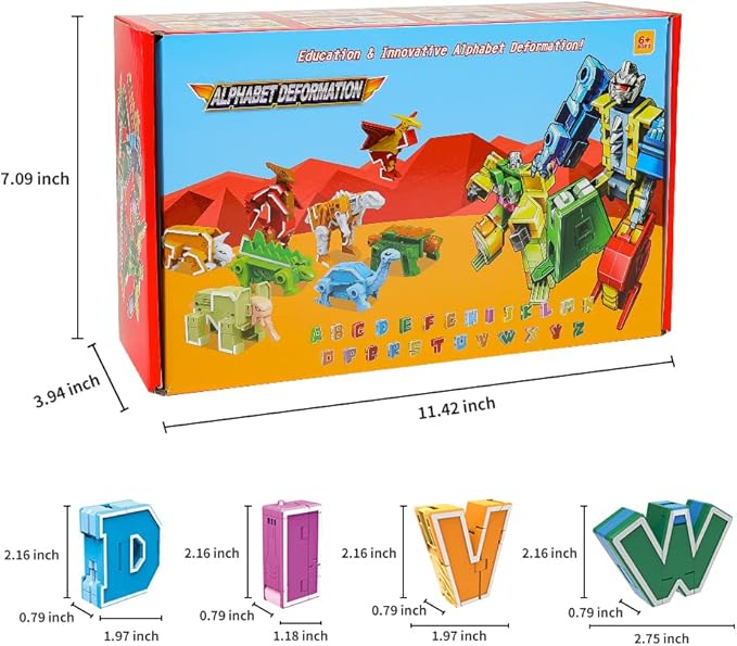 Alphabet Animal Toys for Kids, STEM ABC Learning Alphabots Transforming Toys Classroom Teaching Alpha Bots Toy for Kids 4-6 Toddlers - 26 Pieces