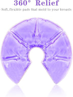 Breast Ice Packs, Hot & Cold Gel Therapy Pads for Breastfeeding, Postpartum Nursing, Engorgement, Mastitis, Pain Relief Breast Packs with Soft Covers, 2 Pack(Purple)
