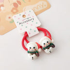 Baby Hair Ties No Damage Christmas Accessories for Little Girls, 10Pcs Red Ponytail Holders for Toddler Kids Thin Hair, Cute Elastic Bands With Santa Clause Snowman Xmas Tree Reindeer