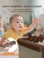 Baby Proof Edge Corner Protector, 16.4FT 0.47''Th L-Shape Furniture Corner & Edge Safety Bumpers with 10 Corners, Pre-Taped, Soft NBR Rubber Foam Desk Edge Cushion Wall Corner Protector (Coffee)