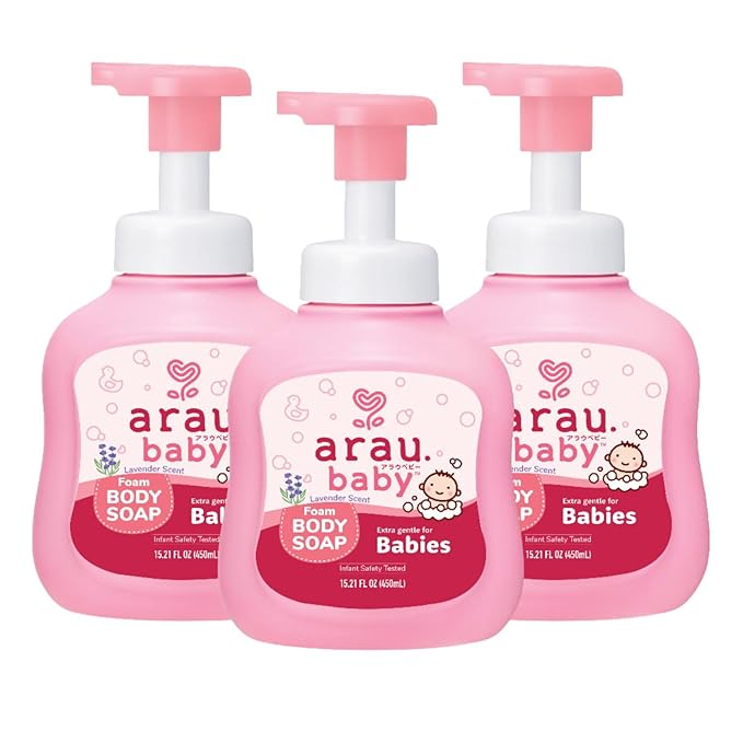 Arau Baby Foam Body Soap Lavender Scent, Natural Plant Based Baby Wash, No Artificial Fragrance or Additives, Gentle for Baby’s Sensitive Skin, Nourishing and Easy Rinse, 15.21 Fl Oz, 3 Pack