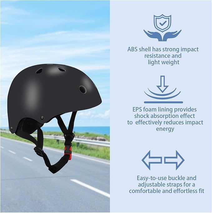 Color Gradient Adjustable Kids' Helmet with Knee & Elbow Pads Set | Multi-Sport Safety Gear for Boys & Girls Ages 5-14 | Skateboarding, Scooters, Roller & Inline Skating, Longboarding