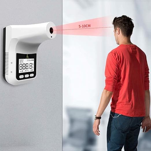 LETUSTO Wall-Mounted Infrared Temperature Reader, Non-Contact Instant LED Display with Alarm (with Stand)