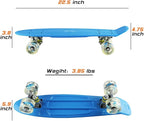 Skateboards Complete 22 Inch Mini Cruiser Retro Skateboard for Kids Boys Youths Beginners