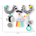 Itzy Ritzy Spiral Car Seat & Stroller Activity Toy - Stroller & Car Seat Toys for Ages 0 Months and Up - Hanging Toys Include Dangling Ring, Mirror and Textured Ribbons (High Contrast)