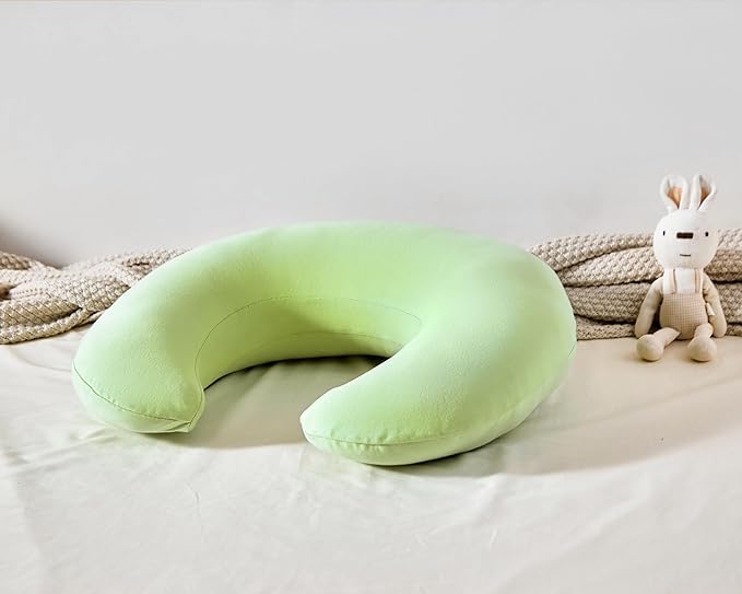 Nursing Pillow, Plus Size Breastfeeding Pillow Original Support for Baby Boys Girls Breastfeeding Essentials, with Removable Soft Cotton Cover (Light Green, Large (25.59*20.08*6.30 Inches))