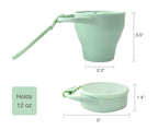 otterlove Collapsable Silicone Snack Container With Attachable Lid | 100% Pure LFGB Platinum Silicone with No Fillers | Snack Cup (2 Pack - Sage & Sand)