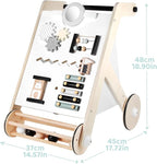 Beright Wooden Baby Walker with Roller, Push and Pull Learning Activity Walker, Multi-Functional Kids’ Activity Toy, Multiple Activities Center, Develops Motor Skills & Stimulates Creativity, Natural