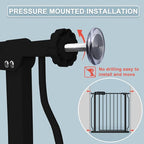 Black Baby Gate 29-34 Inch Wide Walk Through Pressure Mounted Safety Gate with Door No Drill Tension Metal Gate for Dog Cat and Toddler