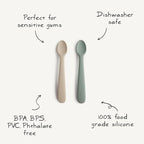 mushie Silicone Baby Feeding Spoons | 2 Pack (Powder Blue)