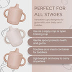 Silicone Sippy Cups with Easy Grip Transition Handles and a Soft Spout. A Non Toxic No Spill Unbreakable Training Cup 150ml/5oz |2-PACK Pink and Cream|