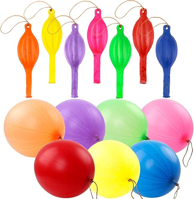 RUBFAC 36 Punch Balloons Punching Balloon Heavy Duty Party Favors For Kids, Bouncy Balls with Rubber Band Handle for Birthday Party, Goodie Bag, Stocking Stuffers for Kids