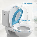 Toilet Seat Cover,17” Toddler Toilet Seat for Kids Potty Training, Soft-Close Design with PP Material, Built-In Child Seat for Toddlers, Easy to Clean and Install - Blue