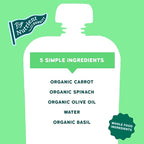 Serenity Kids 6+ Month Organic Veggie Puree Baby Snacks Pouches - Carrot, Spinach & Basil - No Sugar Added, BPA Free & Allergen Free Baby Puree Pouches - 3.5 Oz, 6 Pack