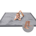 Baby Play Mat for Floor,1.3" Thick Memory Foam Tummy Time Mat,Soft Coral Velvet Nursery Rug,Large Non Slip for Crawling,Toddlers,Infants,Kids,Yoga & Tatami Style for Living Room(Dark Gray)