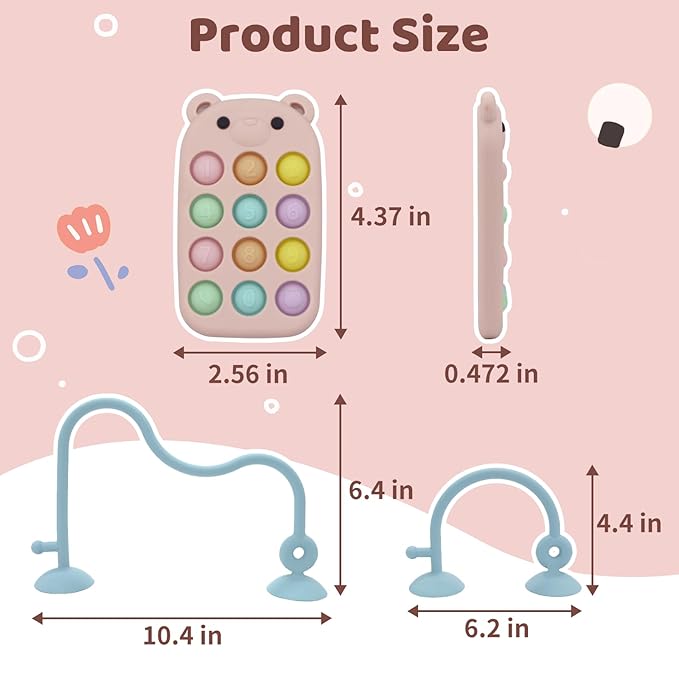 High Chair Suction Toys Baby Teething Chew - Baby Teething Toys Silicone Teethers Table Toys, Food Grade Silicon for 6 12 18 Months (BeigeRPink)