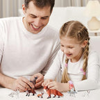 SIENON 8Pcs Fox Toy Figures Set, Miniature Arctic and Red Foxes Family Forest Woodland Animals Figurines Toys for Kids Educational Winter Diorama Chirstmas Birthday Party Gift Cake Decorations