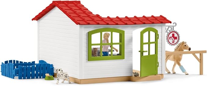 Schleich Farm World - 43 PC Veterinarian Set for Kids - Pet Veterinary Playset has Office, Vet Figurine, Horse, Dog, Cat Animal Toy and Accessories - Educational Toys for Children and Toddlers Ages 3+