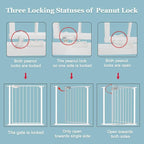 WAOWAO Triple Lock Baby Gate Extra Wide 53.93-57.87" Pressure Mounted Walk Through Swing Auto Close Safety White Metal Dog Pet Puppy Cat for Stairs,Doorways,Kitchen