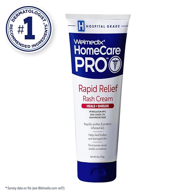 HomeCare PRO Rapid Relief Adult Diaper Rash Cream – Extra Thick, Moisturizing Barrier Cream for Incontinence and Healing/Zinc Oxide (4oz Tube)