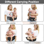 Baby Hip Carrier, Hip Seat Baby Carrierwith Adjustable Waistband, Ergonomic No-Slipped Seat, Breathable Materials for Newborns to Toddlers（Black